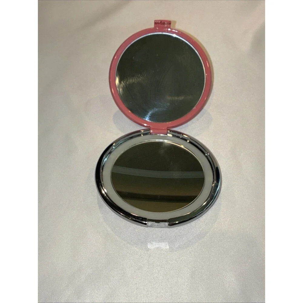 Swarovski Crystal Pink LED Lighted Compact Mirror Dual Sided New Energizer Batt